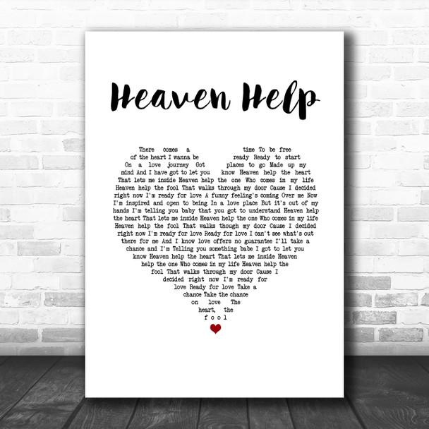 Lenny Kravitz Heaven Help White Heart Song Lyric Wall Art Print