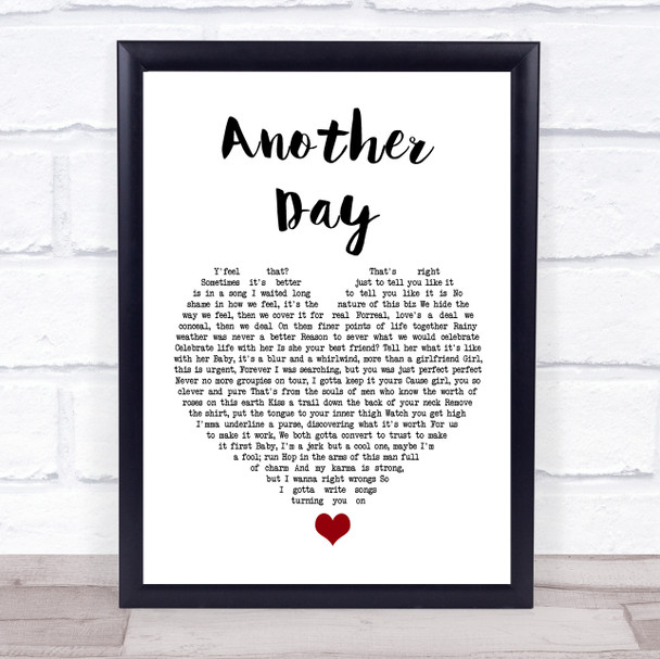 Living Legends Another Day White Heart Song Lyric Wall Art Print