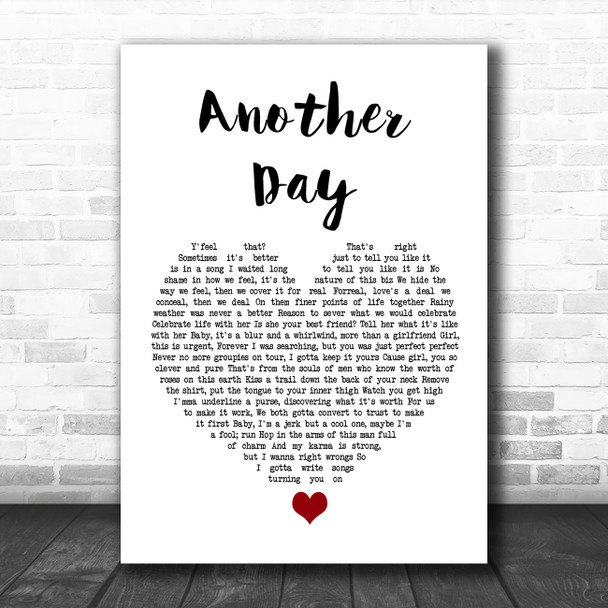 Living Legends Another Day White Heart Song Lyric Wall Art Print