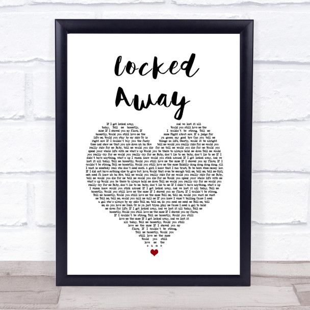 R. City feat. Adam Levine Locked Away White Heart Song Lyric Wall Art Print