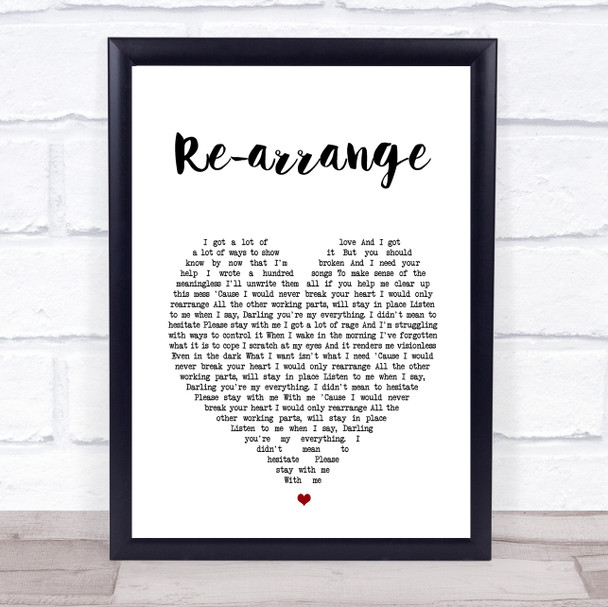 Biffy Clyro Re-arrange White Heart Song Lyric Wall Art Print