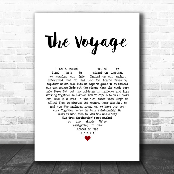 Christy Moore The Voyage White Heart Song Lyric Wall Art Print