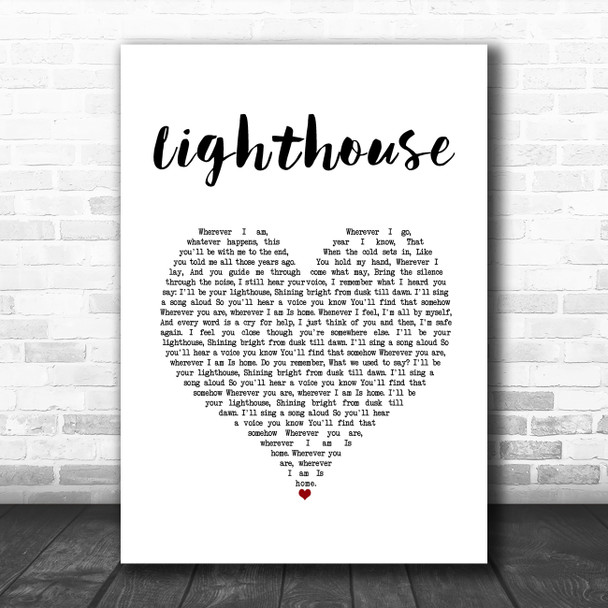 Collabro Lighthouse White Heart Song Lyric Wall Art Print