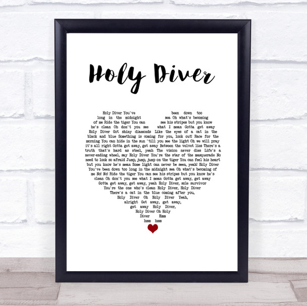 Dio Holy Diver White Heart Song Lyric Wall Art Print