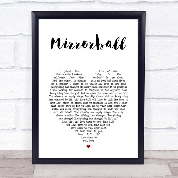 Elbow Mirrorball White Heart Song Lyric Wall Art Print
