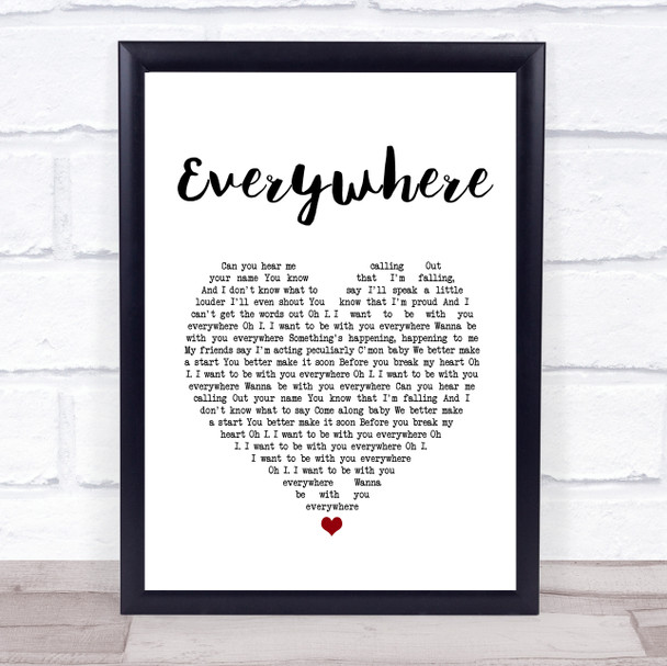 Fleetwood Mac Everywhere White Heart Song Lyric Wall Art Print