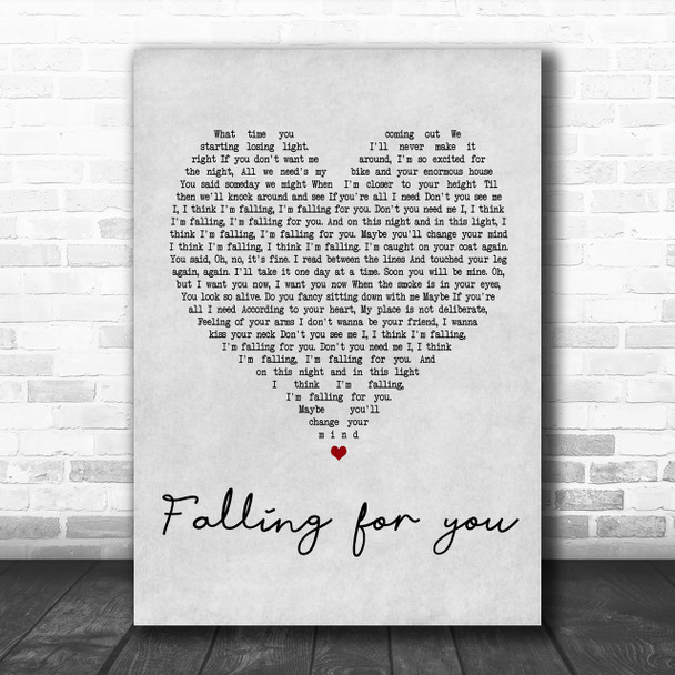 The 1975 Fallingforyou Grey Heart Song Lyric Music Wall Art Print