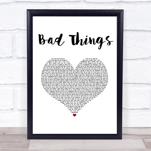 Machine Gun Kelly & Camila Cabello Bad Things White Heart Song Lyric Wall Art Print