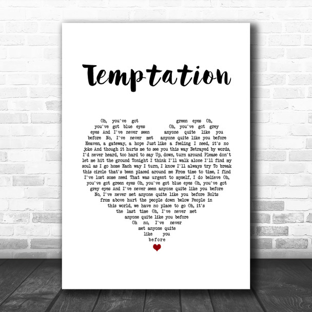 New Order Temptation White Heart Song Lyric Wall Art Print