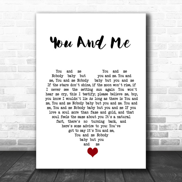 Penny And The Quarters You And Me White Heart Song Lyric Wall Art Print