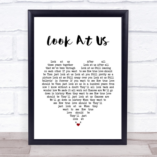 Vince Gill Look At Us White Heart Song Lyric Wall Art Print