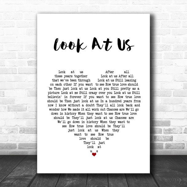 Vince Gill Look At Us White Heart Song Lyric Wall Art Print