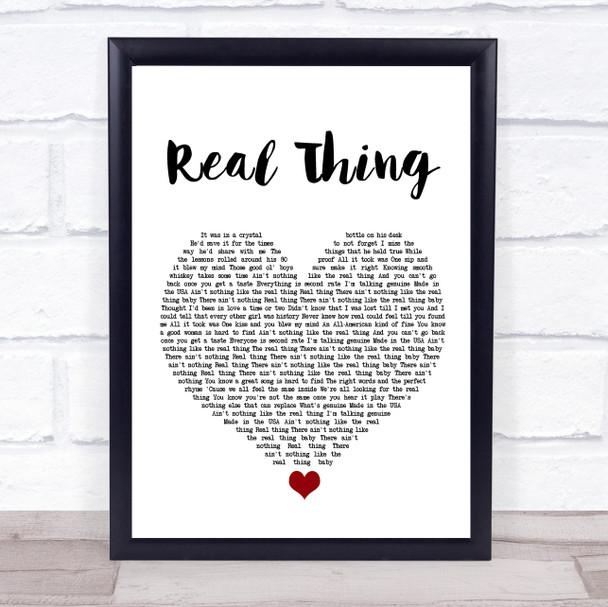 Zac Brown Band Real Thing White Heart Song Lyric Wall Art Print