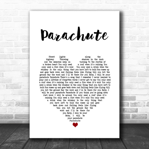 Chris Stapleton Parachute White Heart Song Lyric Wall Art Print