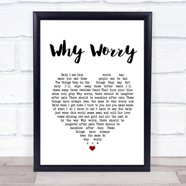 Dire Straits Why Worry White Heart Song Lyric Wall Art Print