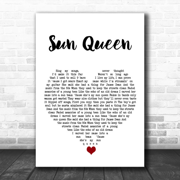 Gerry Cinnamon Sun Queen White Heart Song Lyric Wall Art Print