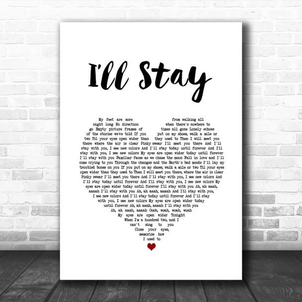 Isabela Merced Ill Stay White Heart Song Lyric Wall Art Print