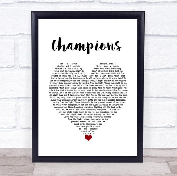 James Blunt Champions White Heart Song Lyric Wall Art Print