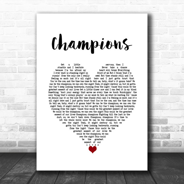 James Blunt Champions White Heart Song Lyric Wall Art Print