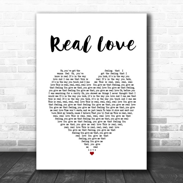 Jess Glynne Real Love White Heart Song Lyric Wall Art Print