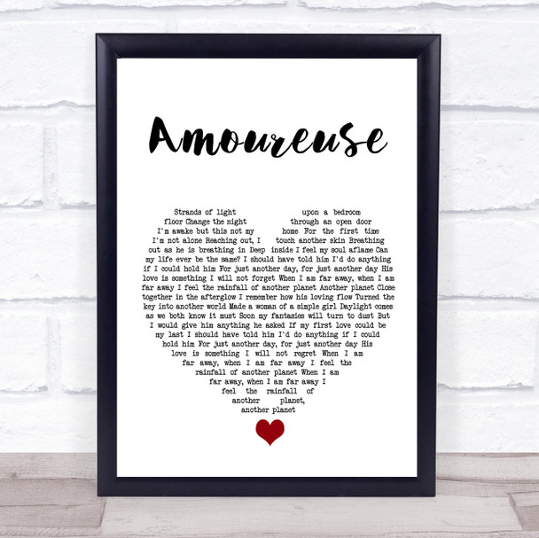 Kiki Dee Amoureuse White Heart Song Lyric Wall Art Print