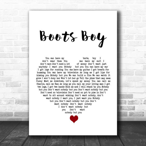 Langhorne Slim Boots Boy White Heart Song Lyric Wall Art Print