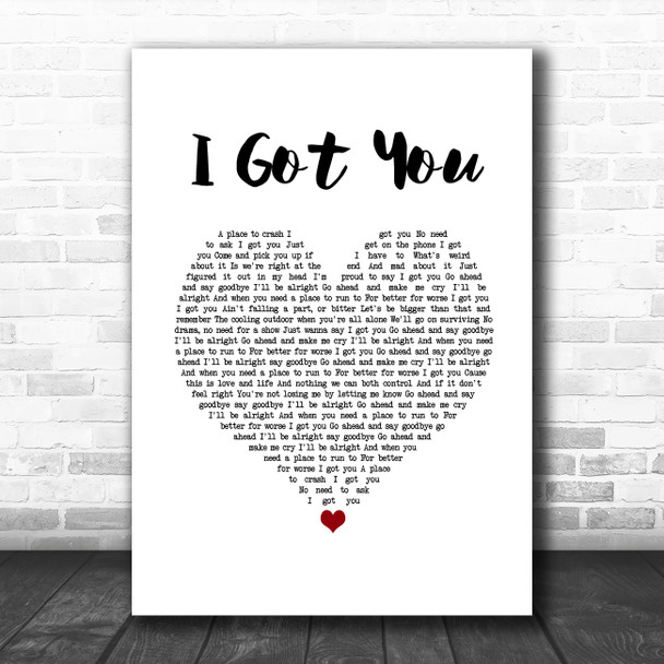 Leona Lewis I Got You White Heart Song Lyric Wall Art Print