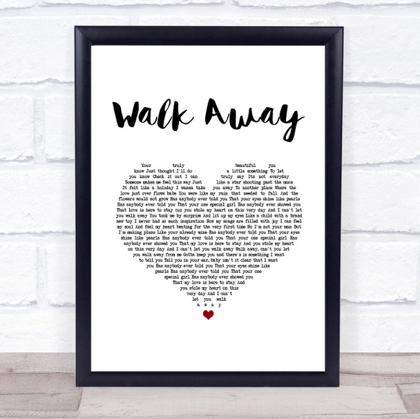 Marques Houston Walk Away White Heart Song Lyric Wall Art Print