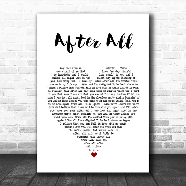 Michael Buble After All White Heart Song Lyric Wall Art Print