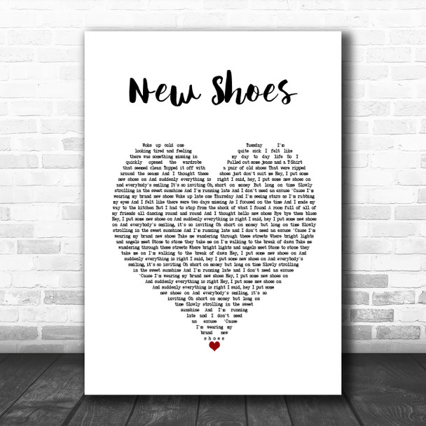 Paolo Nutini New Shoes White Heart Song Lyric Wall Art Print
