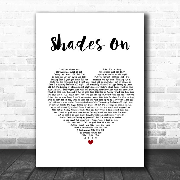 The Vamps Shades On White Heart Song Lyric Wall Art Print