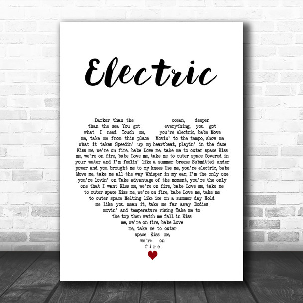 Alina Baraz Ft Khalid Electric White Heart Song Lyric Wall Art Print