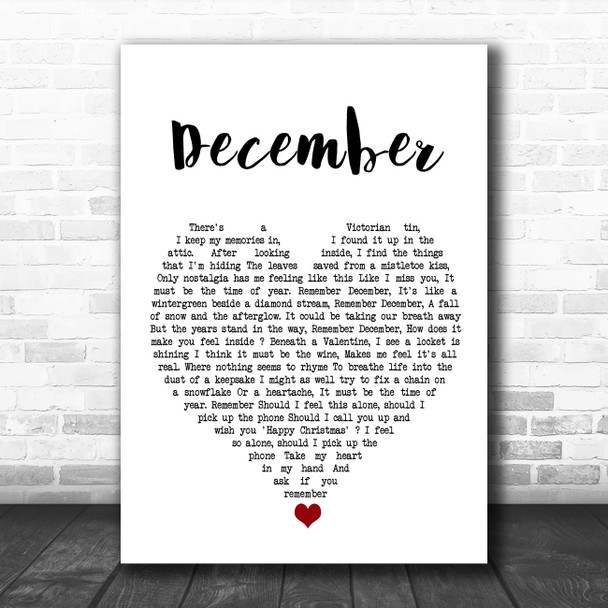 All About Eve December White Heart Song Lyric Wall Art Print