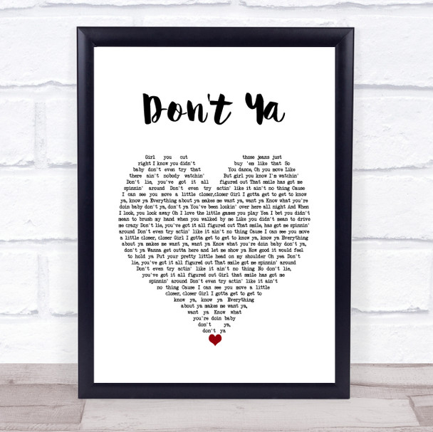 Brett Eldredge Don't Ya White Heart Song Lyric Wall Art Print