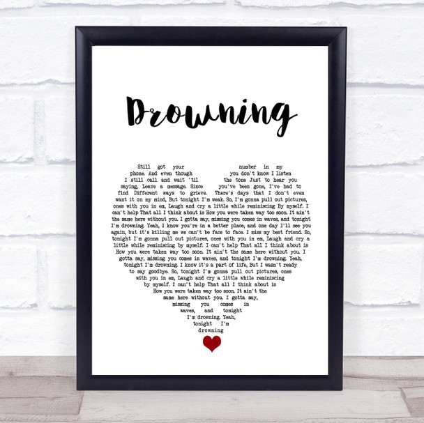 Chris Young Drowning White Heart Song Lyric Wall Art Print