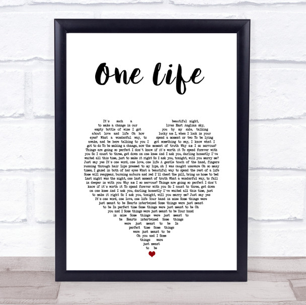 Ed Sheeran One Life White Heart Song Lyric Wall Art Print