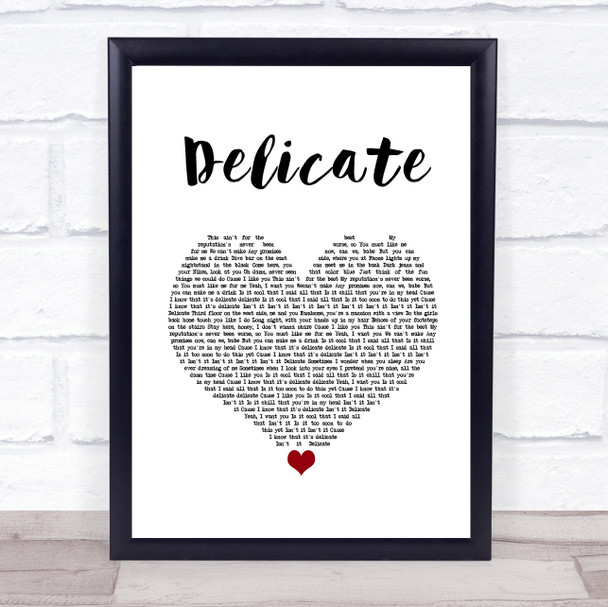 Taylor Swift Delicate White Heart Song Lyric Wall Art Print
