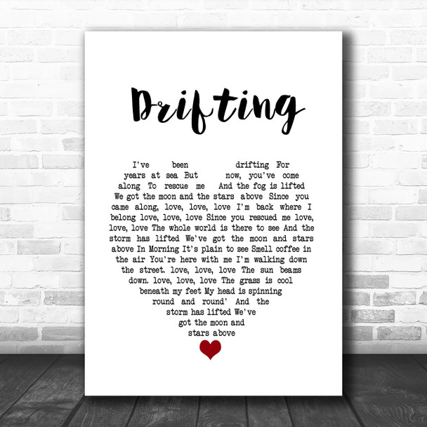 Trey Anastasio Drifting White Heart Song Lyric Wall Art Print
