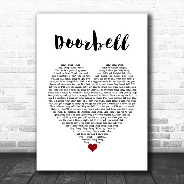 Trey Songz Doorbell White Heart Song Lyric Wall Art Print