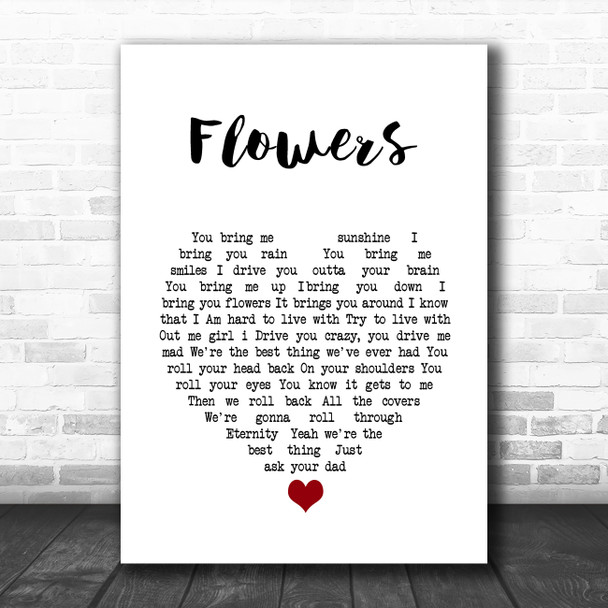 Cross Canadian Ragweed Flowers White Heart Song Lyric Wall Art Print