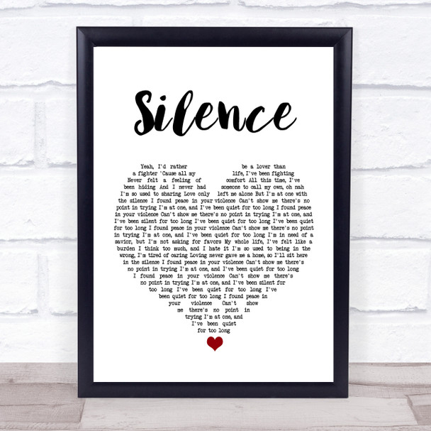 Marshmello ft Khalid Silence White Heart Song Lyric Wall Art Print Marshmello ft Khalid Silence White Heart Song Lyric Wall Art Print