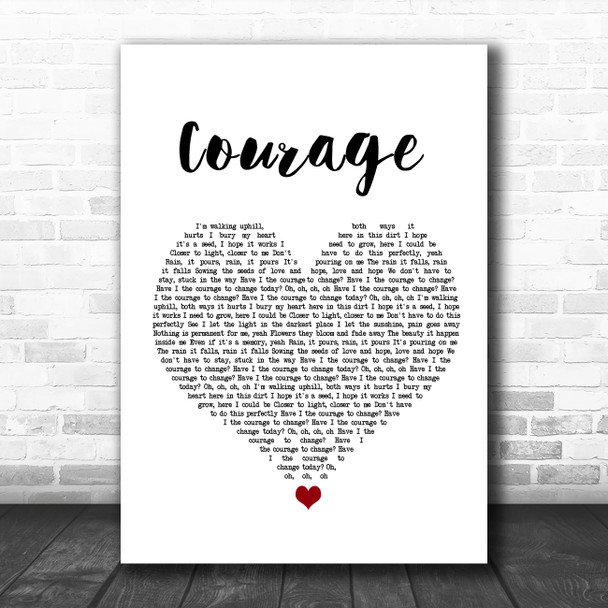 Pink Courage White Heart Song Lyric Wall Art Print