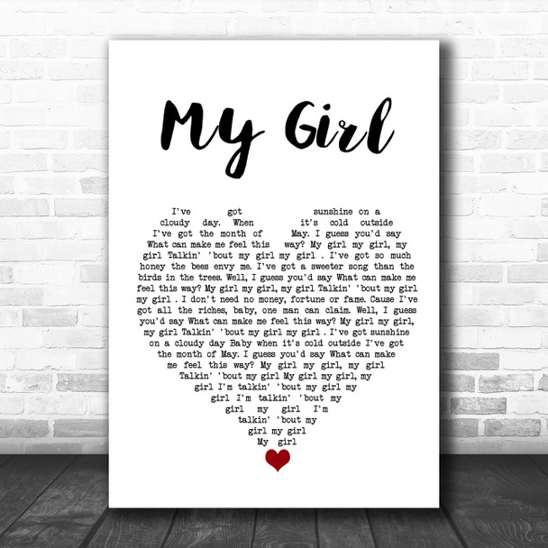 The Overtones My Girl White Heart Song Lyric Wall Art Print