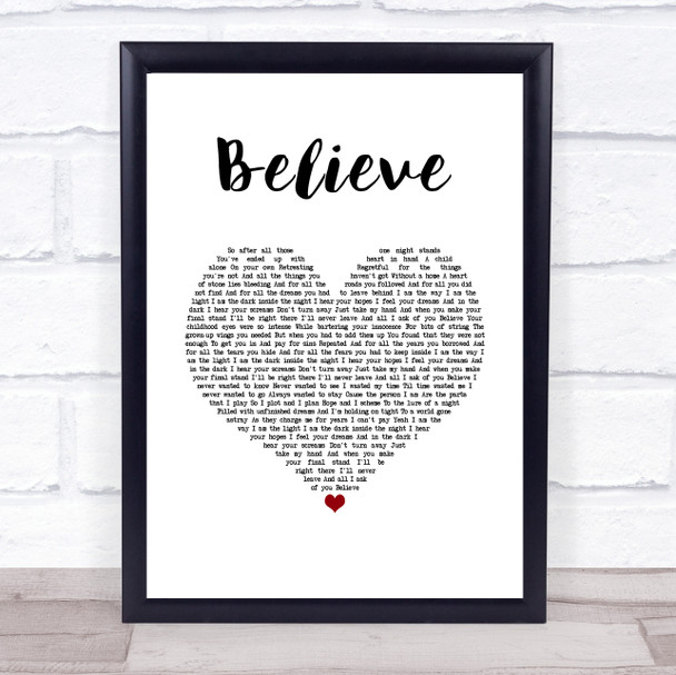 Trans-Siberian Orchestra Believe White Heart Song Lyric Wall Art Print