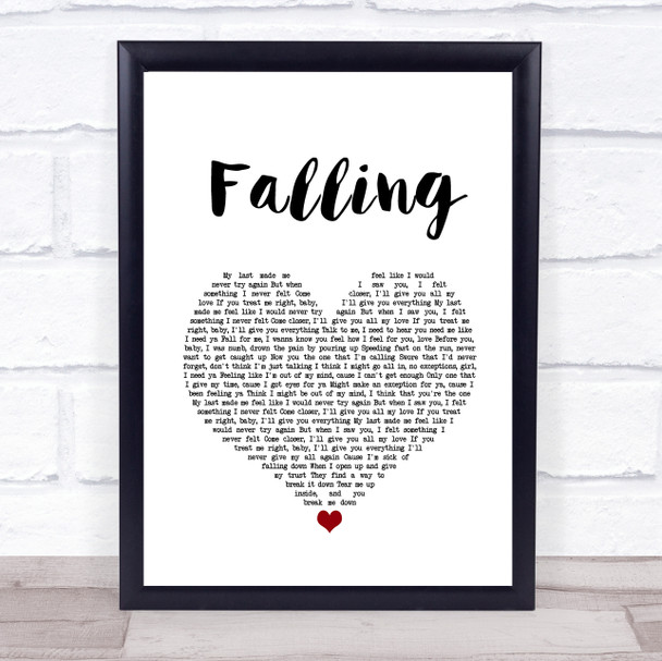 Trevor Daniel Falling White Heart Song Lyric Wall Art Print