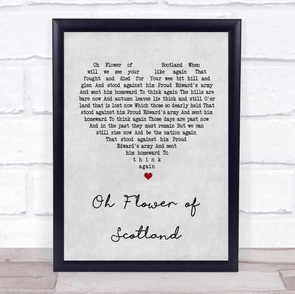 The Corries The Flower Of Scotland Grey Heart Song Lyric Music Wall Art Print