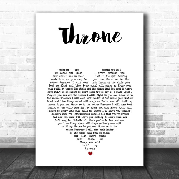Bring Me The Horizon Throne White Heart Song Lyric Wall Art Print