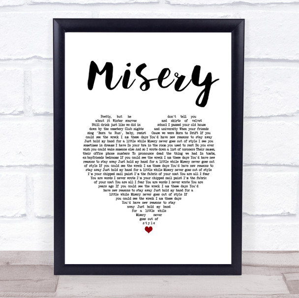 Creeper Misery White Heart Song Lyric Wall Art Print