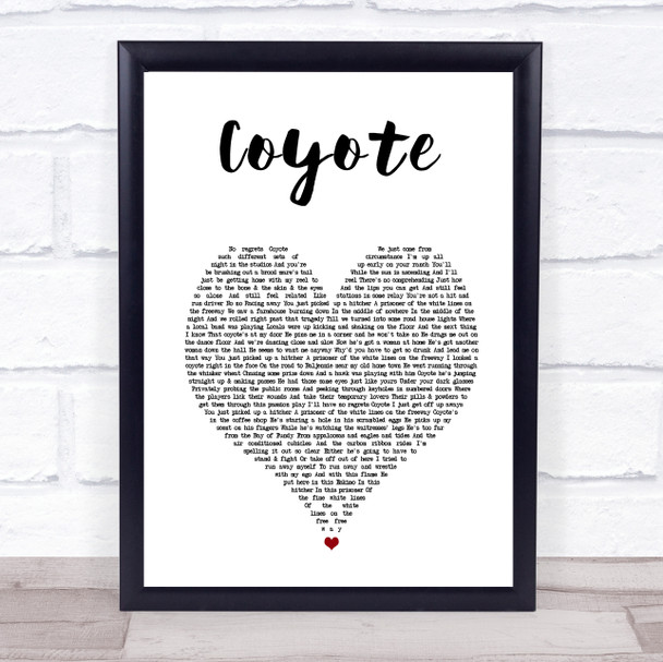 Joni Mitchell Coyote White Heart Song Lyric Wall Art Print