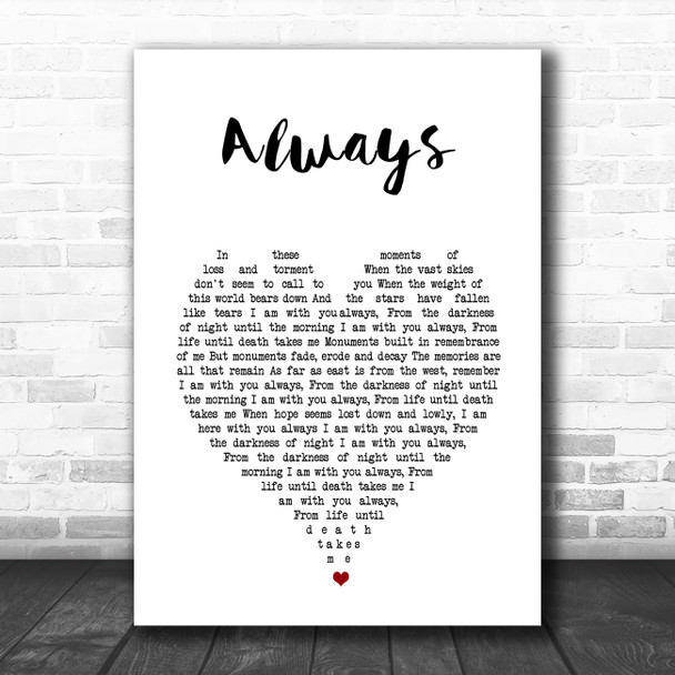 Killswitch Engage Always White Heart Song Lyric Wall Art Print